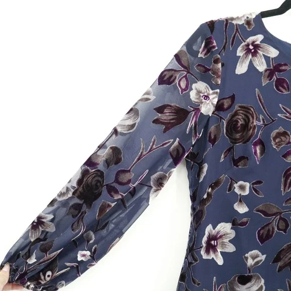 Navy Burnout Floral Dress - Picture 9 of 16